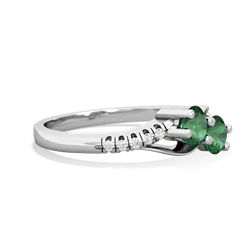 Lab Emerald Infinity Pave Two Stone 14K White Gold ring R5285