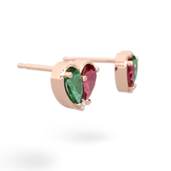 Lab Emerald 'Our Heart' 14K Rose Gold earrings E5072