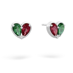 Lab Emerald 'Our Heart' 14K White Gold earrings E5072