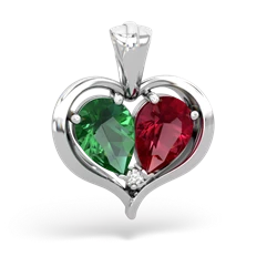 Lab Emerald Two Become One 14K White Gold pendant P5330