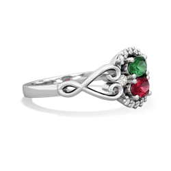 Lab Emerald Love Nest 14K White Gold ring R5860