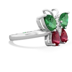 Lab Emerald Butterfly 14K White Gold ring R2215