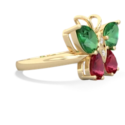 Lab Emerald Butterfly 14K Yellow Gold ring R2215