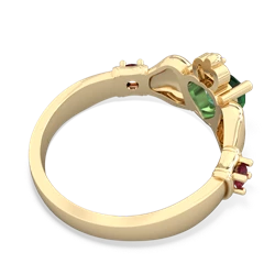 Lab Emerald Claddagh Keepsake 14K Yellow Gold ring R5245