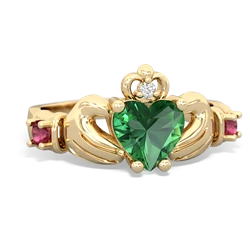 Lab Emerald Claddagh Keepsake 14K Yellow Gold ring R5245