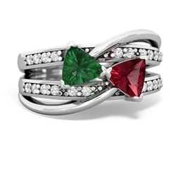 Lab Emerald Bowtie 14K White Gold ring R2360