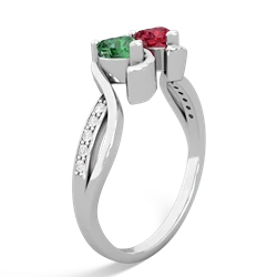 Lab Emerald Side By Side 14K White Gold ring R3090