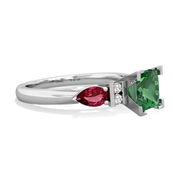 Lab Emerald 6Mm Princess Eternal Embrace Engagement 14K White Gold ring C2002