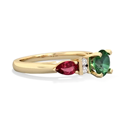 Lab Emerald 6Mm Round Eternal Embrace Engagement 14K Yellow Gold ring R2005