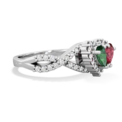 Lab Emerald Diamond Twist 'One Heart' 14K White Gold ring R2640HRT