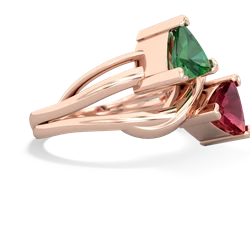 Lab Emerald Split Band Swirl 14K Rose Gold ring R2341