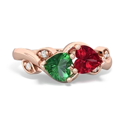 Lab Emerald Floral Elegance 14K Rose Gold ring R5790