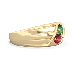 Lab Emerald Men's Streamline 14K Yellow Gold ring R0460