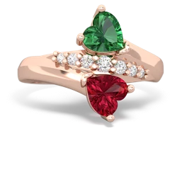 Lab Emerald Heart To Heart 14K Rose Gold ring R2064