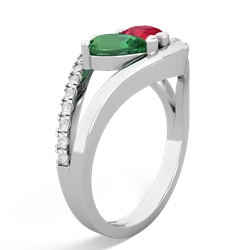 Lab Emerald Nestled Heart Keepsake 14K White Gold ring R5650