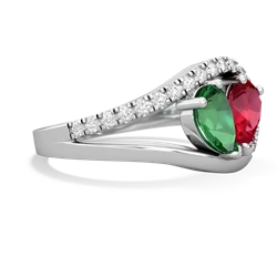 Lab Emerald Nestled Heart Keepsake 14K White Gold ring R5650