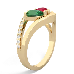 Lab Emerald Nestled Heart Keepsake 14K Yellow Gold ring R5650