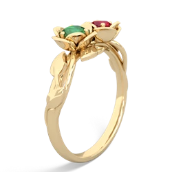 Lab Emerald Rose Garden 14K Yellow Gold ring R5510