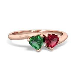 Lab Emerald Sweethearts 14K Rose Gold ring R5260