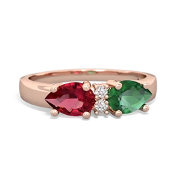 Lab Emerald Pear Bowtie 14K Rose Gold ring R0865