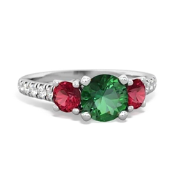 Lab Emerald Pave Trellis 14K White Gold ring R5500