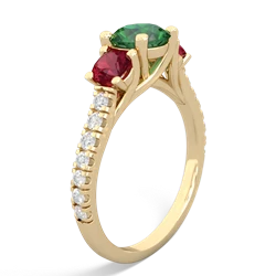 Lab Emerald Pave Trellis 14K Yellow Gold ring R5500