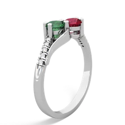 Lab Emerald Infinity Pave Two Stone 14K White Gold ring R5285