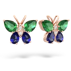 Lab Emerald Butterfly 14K Rose Gold earrings E2215