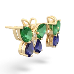 Lab Emerald Butterfly 14K Yellow Gold earrings E2215