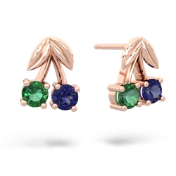 Lab Emerald Sweet Cherries 14K Rose Gold earrings E7001