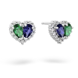 Lab Emerald Halo 14K White Gold earrings E7008