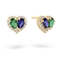Lab Emerald Halo 14K Yellow Gold earrings E7008