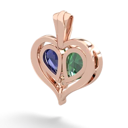 Lab Emerald Two Become One 14K Rose Gold pendant P5330