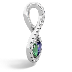 Lab Emerald Pave Twist 'One Heart' 14K White Gold pendant P5360