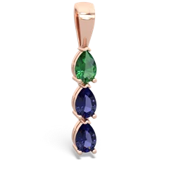 Lab Emerald Dew Drops 14K Rose Gold pendant P2251