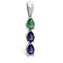 Lab Emerald Dew Drops 14K White Gold pendant P2251