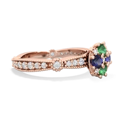 Lab Emerald Sparkling Tiara Cluster 14K Rose Gold ring R26293RD