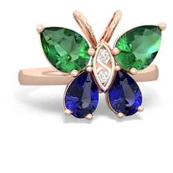 Lab Emerald Butterfly 14K Rose Gold ring R2215