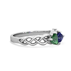 Lab Emerald Heart To Heart Braid 14K White Gold ring R5870