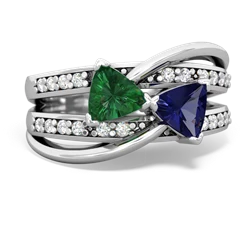 Lab Emerald Bowtie 14K White Gold ring R2360