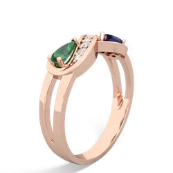 Lab Emerald Diamond Infinity 14K Rose Gold ring R5390