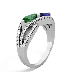 Lab Emerald Diamond Rivers 14K White Gold ring R3070