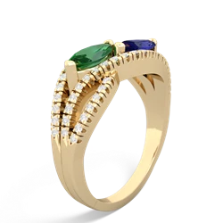 Lab Emerald Diamond Rivers 14K Yellow Gold ring R3070