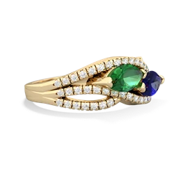 Lab Emerald Diamond Rivers 14K Yellow Gold ring R3070