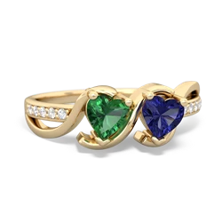 Lab Emerald Side By Side 14K Yellow Gold ring R3090