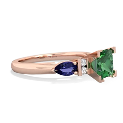 Lab Emerald 6Mm Princess Eternal Embrace Engagement 14K Rose Gold ring C2002