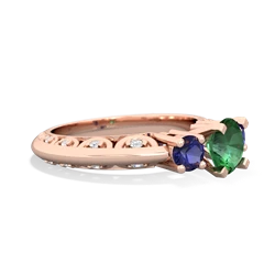 Lab Emerald Art Deco Eternal Embrace Engagement 14K Rose Gold ring C2003