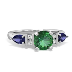 Lab Emerald 6Mm Round Eternal Embrace Engagement 14K White Gold ring R2005