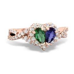 Lab Emerald Diamond Twist 'One Heart' 14K Rose Gold ring R2640HRT