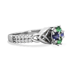 Lab Emerald Celtic Knot Cluster Engagement 14K White Gold ring R26443RD